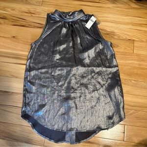 Anthropologie Maeve Shiny Silver Sleeveless Party Top! NWT! Sz 4!